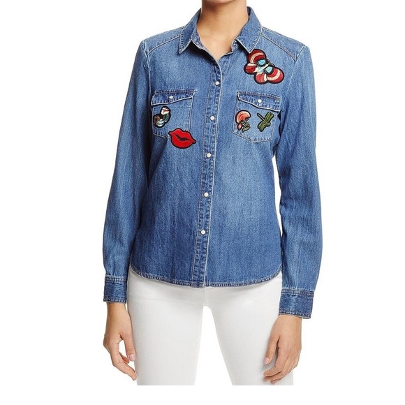 Vero Moda Womens Denim Shirt Patchwork LS - Picture 2 of 5